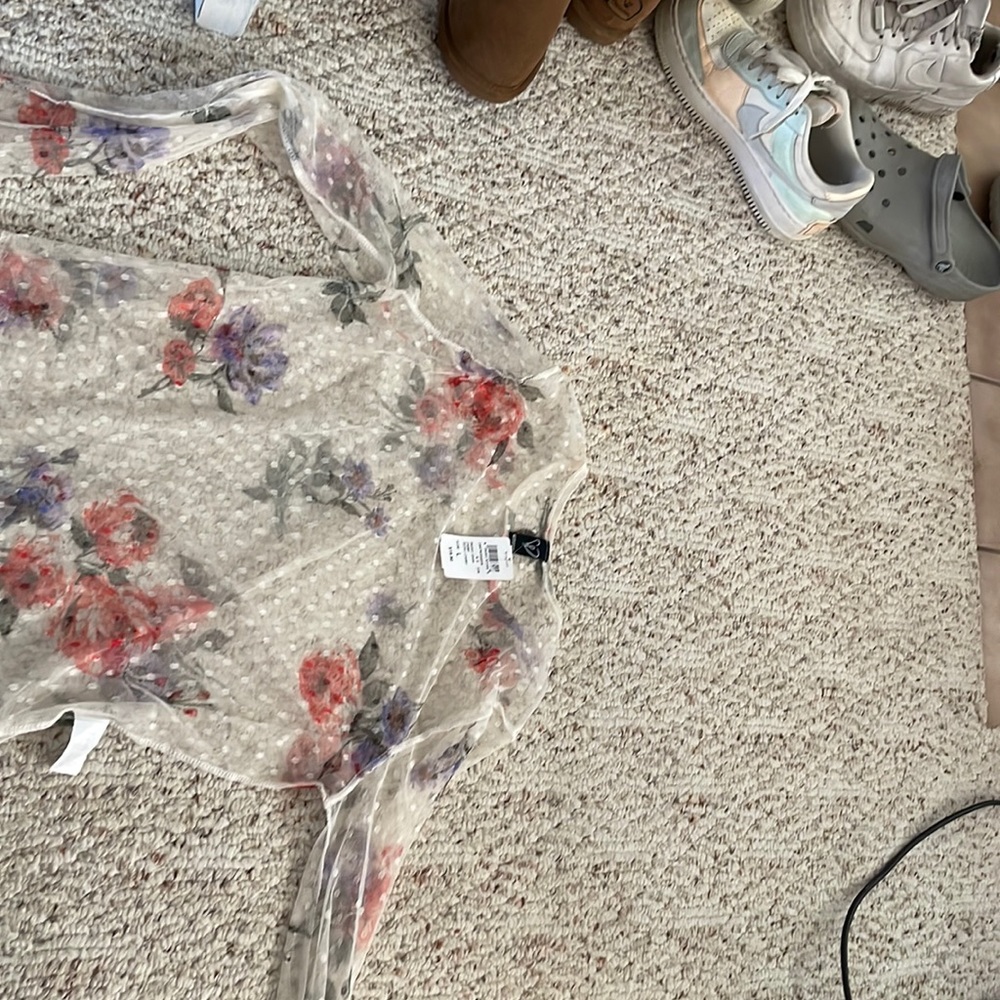 Windsor mesh with flowers long sleeve shirt